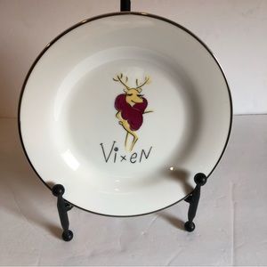 Pottery Barn Vixen Holiday Christmas Dessert Plate, 8.5” Silver Rim